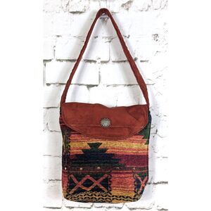 Handmade Chenille Faux Suede Boho Southwestern Conch Shoulder Bag by AZ Totes